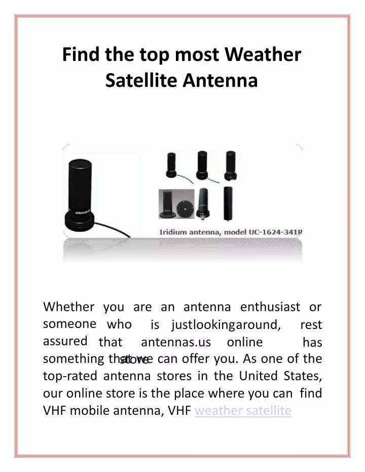find the top most weather satellite antenna