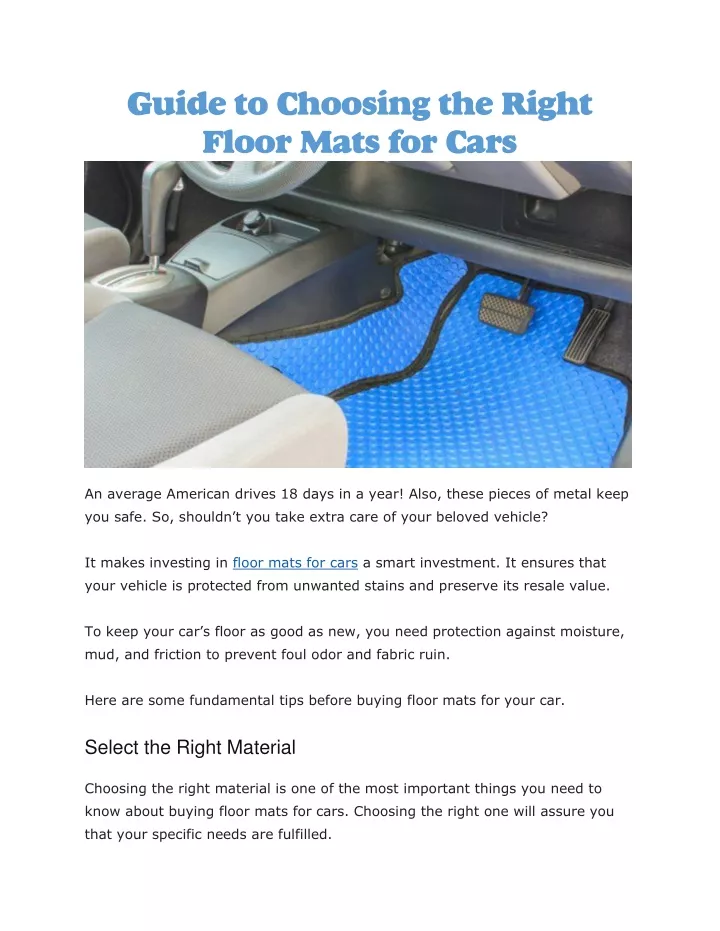 guide to choosing the right floor mats for cars