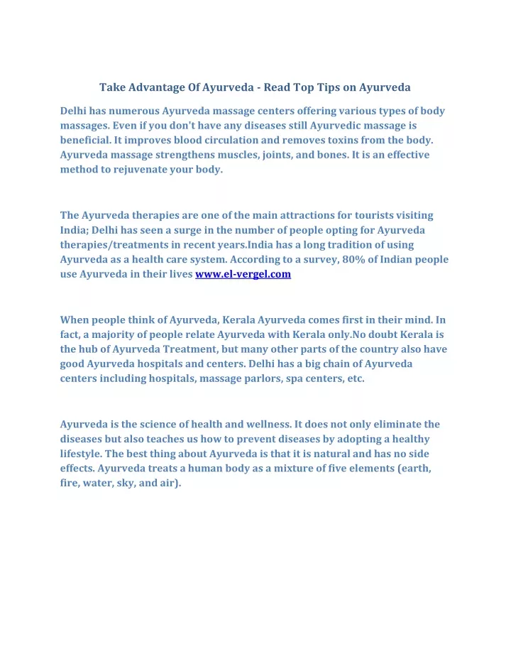 take advantage of ayurveda read top tips