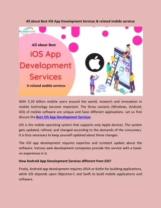 All about Best iOS App Development Services & related mobile services