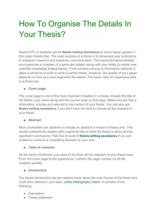 how to organise the details in your thesis nearly