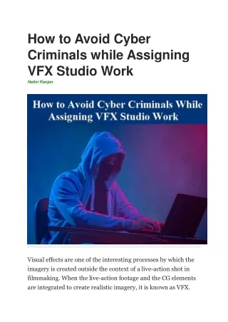 How to Avoid Cyber Criminals while Assigning VFX Studio Work