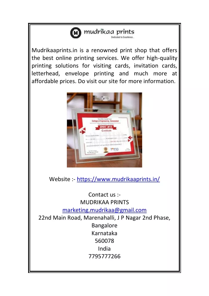 mudrikaaprints in is a renowned print shop that