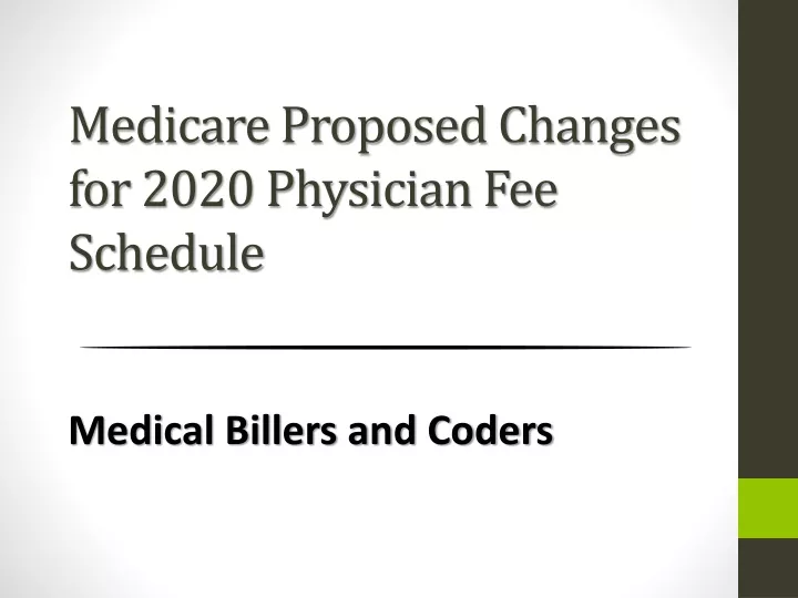 medicare proposed changes for 2020 physician fee schedule