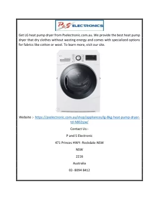 LG Heat Pump Dryer | Pselectronic.com.au