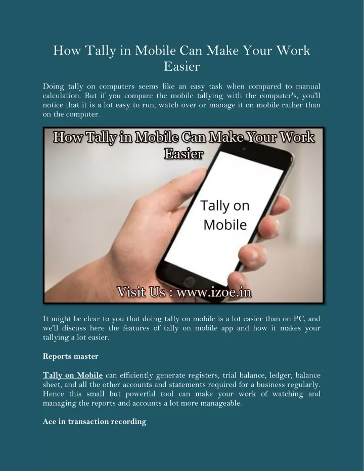 how tally in mobile can make your work easier