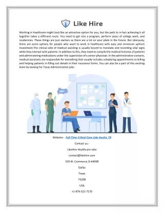 working in healthcare might look like