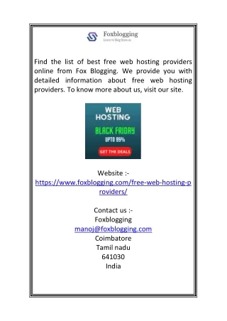 Best Free Web Hosting Providers Online | Foxblogging.com