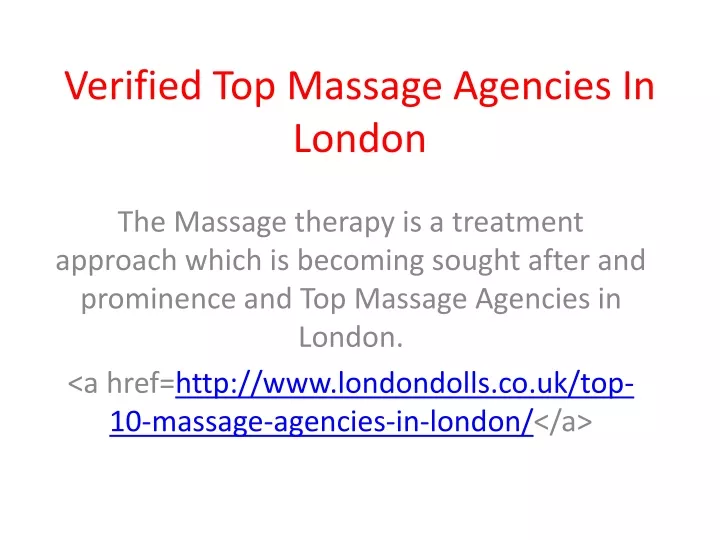 verified top massage agencies in london