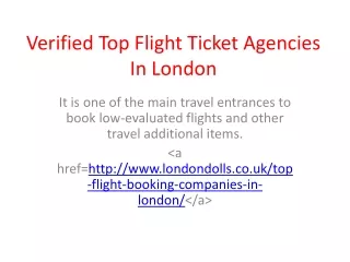 Verified Top Flight Ticket Agencies In London