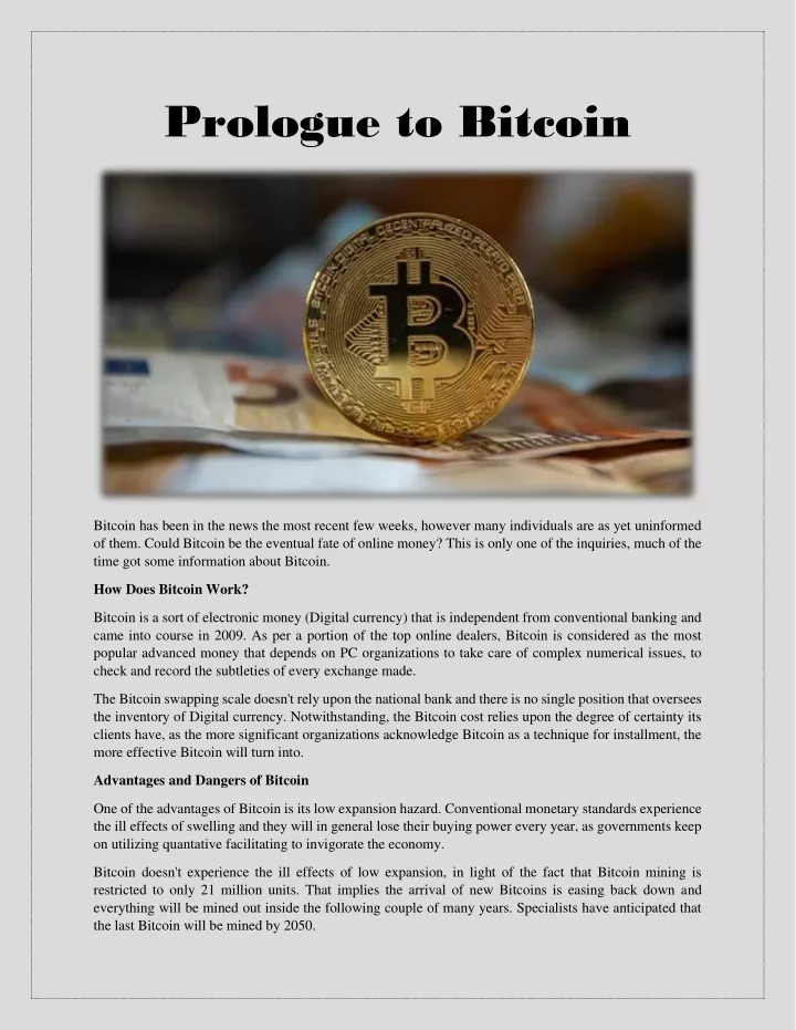 prologue to bitcoin