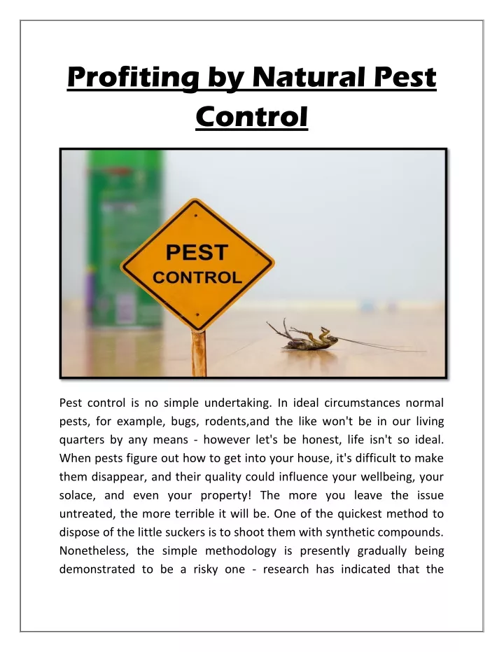 profiting by natural pest control