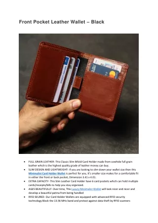 front pocket leather wallet black