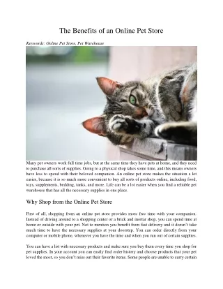 the benefits of an online pet store