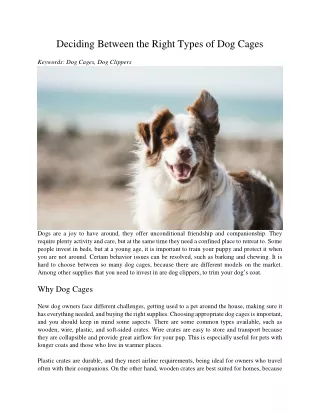 deciding between the right types of dog cages
