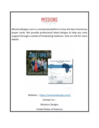 Missions Prayer Card | Missionsdesigns.comMissionsdesigns.com is a renowned platform to buy the best missionary prayer c