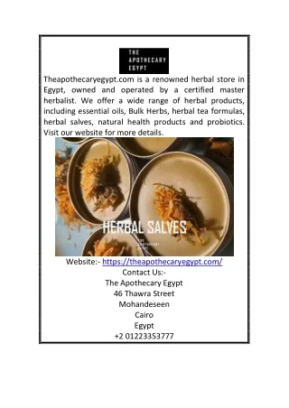 Herbal Store Egypt | Theapothecaryegypt.com