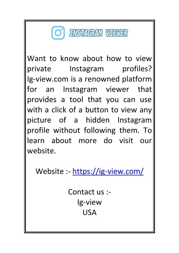 want to know about how to view private instagram