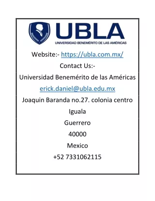 Licenciatura en Psicología en Guerrero I UBLA - Universidad Benemérito de las Américas