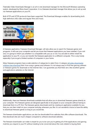 freemake video downloads manager