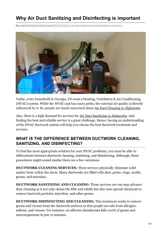 Why Air Duct Sanitizing and Disinfecting is Important