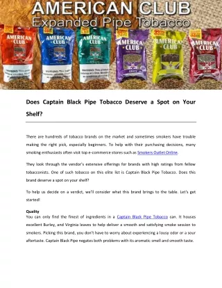 does captain black pipe tobacco deserve a spot