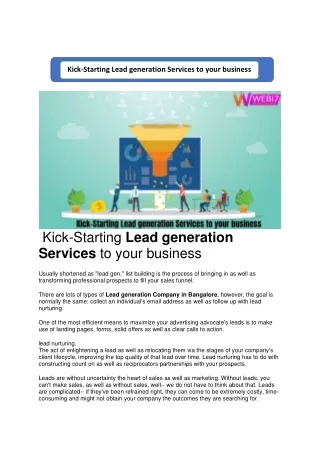 kick starting lead generation services to your