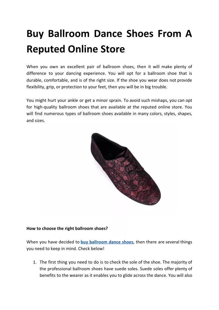 buy ballroom dance shoes from a reputed online