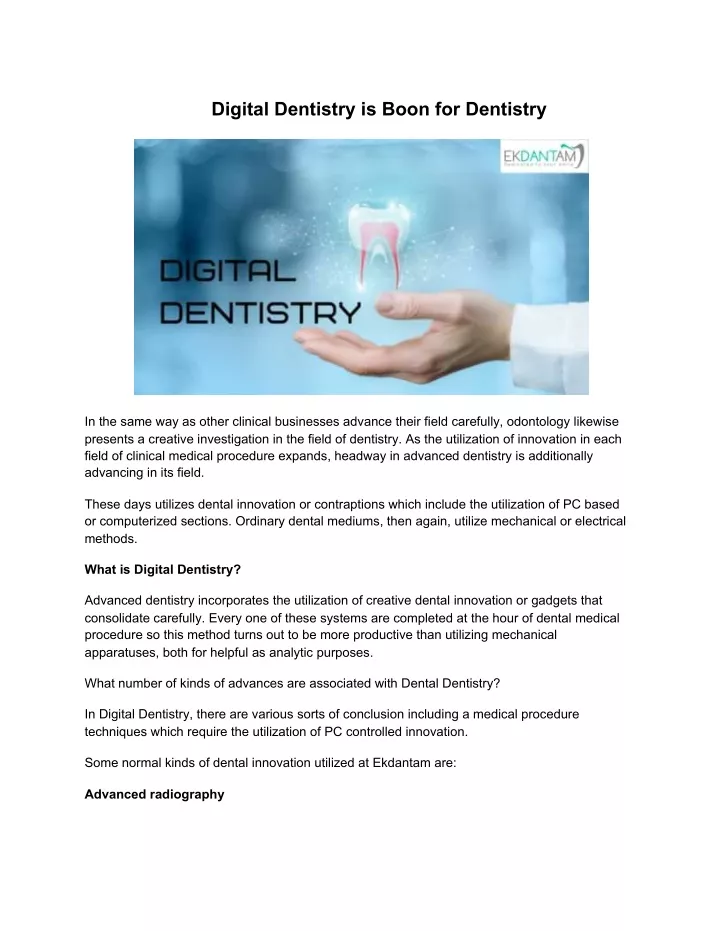 digital dentistry is boon for dentistry