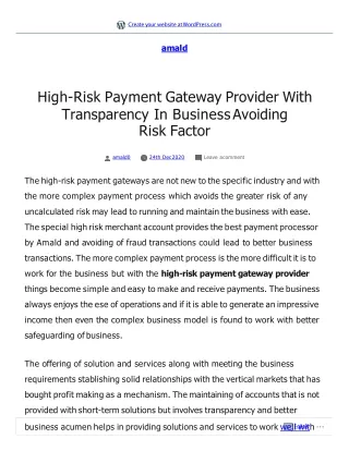 High-Risk Payment Gateway Provider