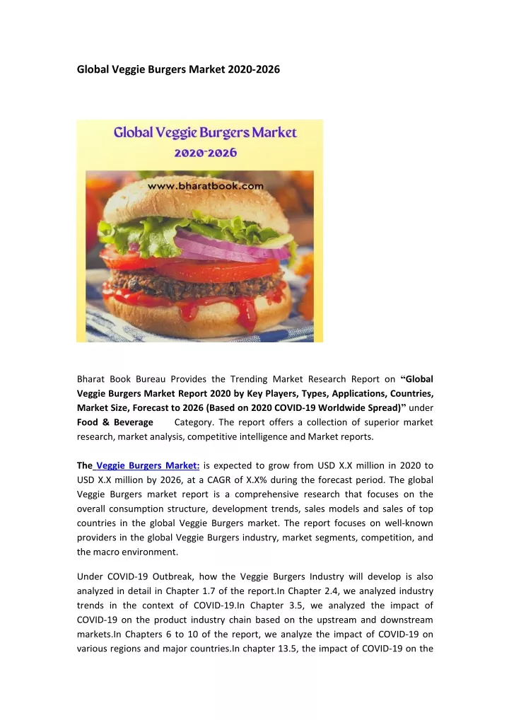 global veggie burgers market 2020 2026