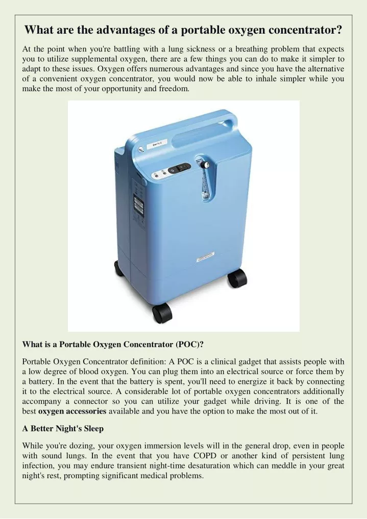 what are the advantages of a portable oxygen