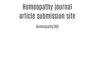 Homeopathy journal article submission