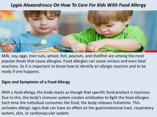 Lygia Alexandrescu On How To Care For Kids With Food Allergy