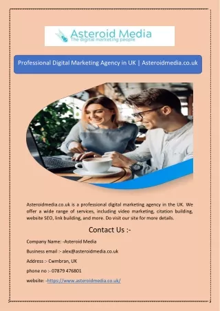Professional Digital Marketing Agency in UK | Asteroidmedia.co.uk
