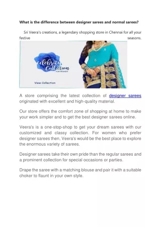 What is the difference between designer sarees and normal sarees