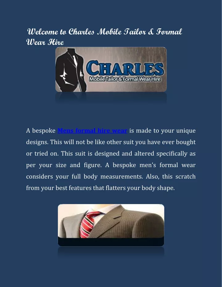 welcome to charles mobile tailor formal wear hire