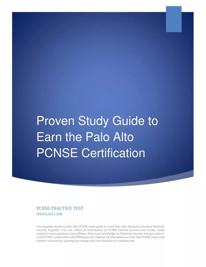 PPT Proven Study Guide to Earn the Palo Alto PCNSE Certification