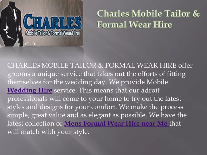 charles mobile tailor formal wear hire