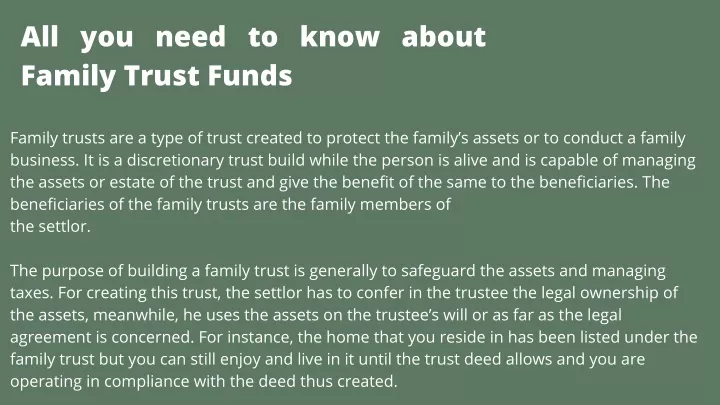 all you need to know about family trust funds