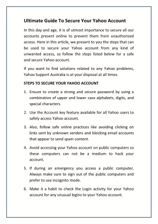 ultimate guide to secure your yahoo account