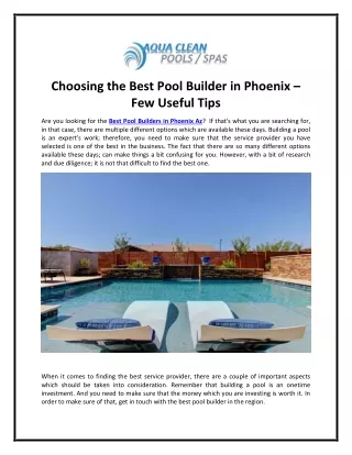 choosing the best pool builder in phoenix
