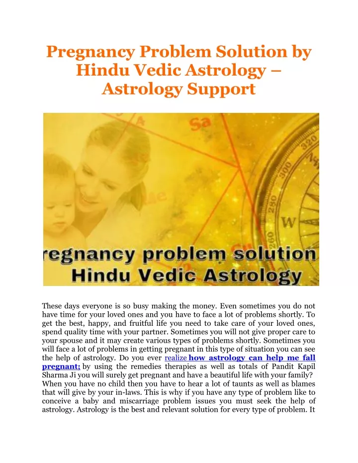 pregnancy problem solution by hindu vedic