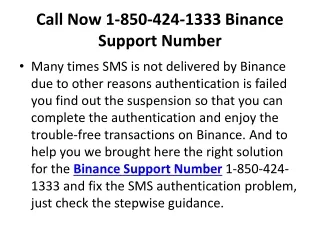 Call Now 1-850-424-1333 Binance Support Number