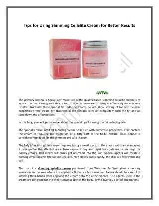 Tips for Using Slimming Cellulite Cream for Better Results