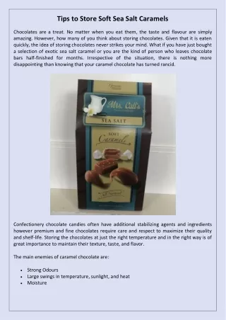 tips to store soft sea salt caramels