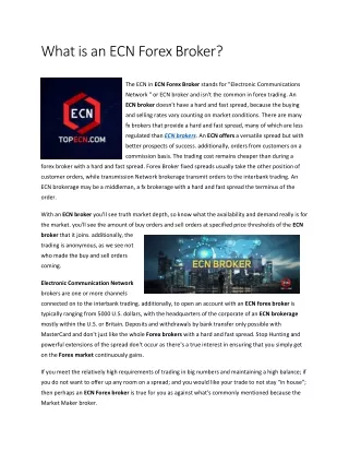 What is an ECN Forex Broker