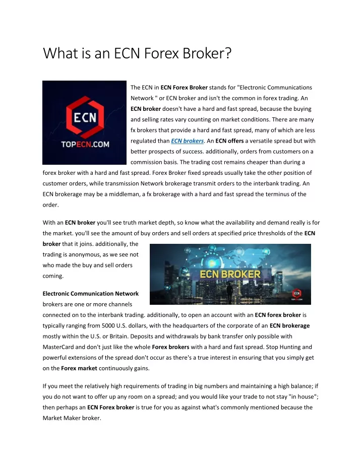 what is an ecn forex broker
