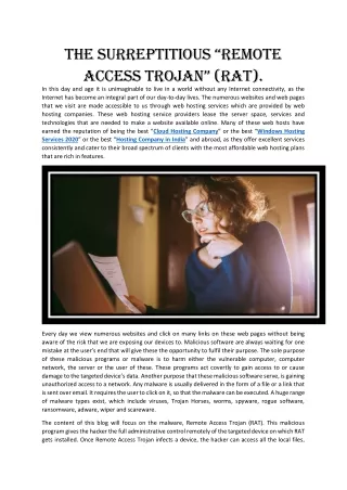 the surreptitious remote access trojan
