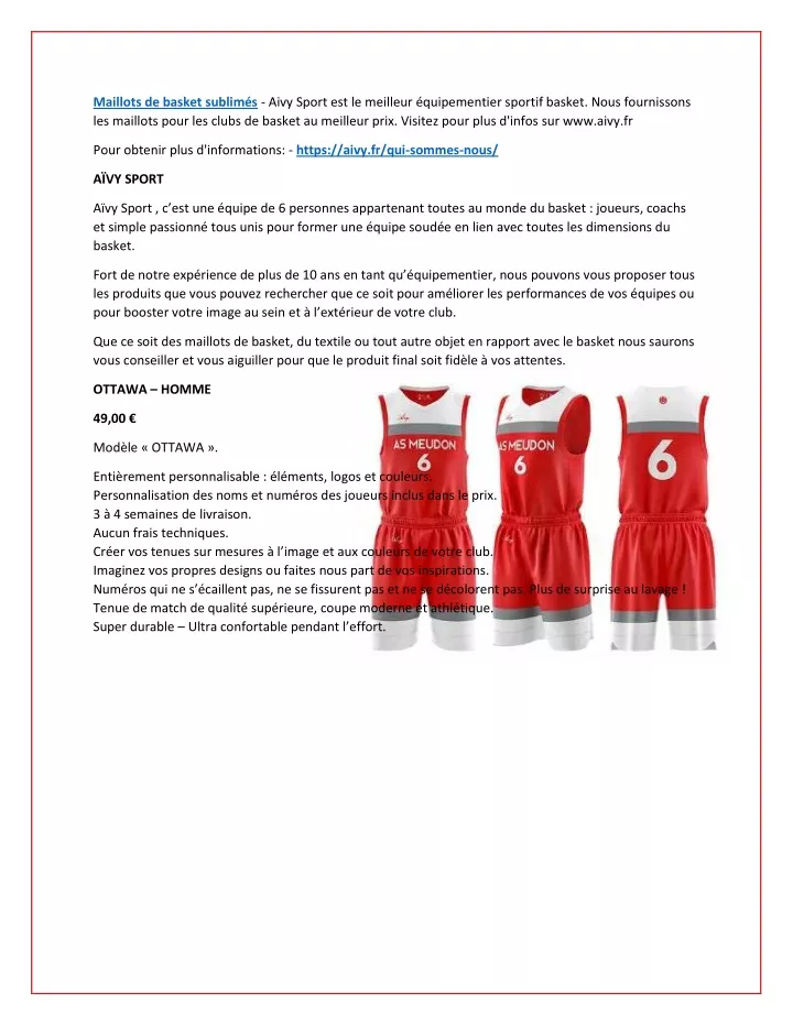 maillots de basket sublim s aivy sport